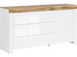 Kommode HOLTEN 1 Tür 3 Schubladen 42x156x83.5cm weiss laminiert