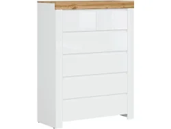 Kommode HOLTEN 6 Schubladen 42x98.5x129.5cm weiss laminiert