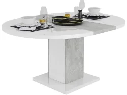 CIANN Tisch ausziehbar GOYA 120-165x120x76cm weiss glänzend