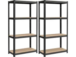 SONGMICS Set aus 2 Schwerlastregalen SMART 80x40x160cm edelstahl edelstahl / melamin
