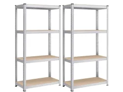 SONGMICS Set aus 2 Schwerlastregalen SMART 80x40x160cm edelstahl edelstahl / melamin