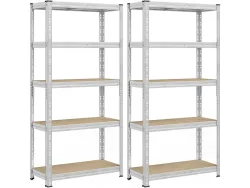 SONGMICS Set aus 2 Schwerlastregalen SMART 90x40x180cm edelstahl edelstahl / melamin