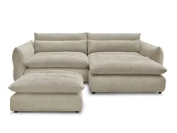 Ecksofa mit Hocker BOBOCHIC NEIL Stoff mit Textur beige