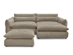 Ecksofa mit Hocker BOBOCHIC NEIL Stoff mit Textur taupe