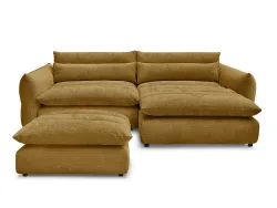 Ecksofa mit Hocker BOBOCHIC NEIL Stoff mit Textur gelb