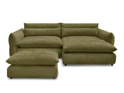 Ecksofa mit Hocker BOBOCHIC NEIL Stoff mit Textur grün