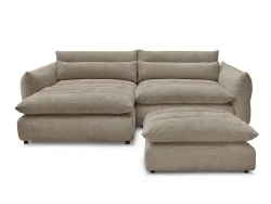 Ecksofa mit Hocker BOBOCHIC NEIL Stoff mit Textur taupe