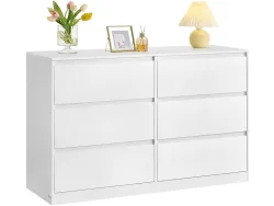 Kommode SONGMICS LIGHTY 6 Schubladen 40x119.4x75cm weiss melamin