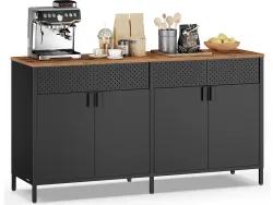 Kommode SONGMICS RUSTIK 4 Türen 40x141x76cm black edelstahl / antik