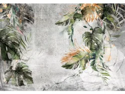 Tapete LEAVES 4-teilig vliesfaser hellgrau 416x290x1cm