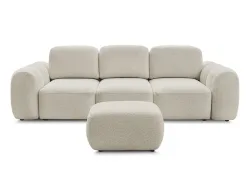 3er Sofa mit Hocker BOBOCHIC MONTAIGNE Boucle-Stoff beige