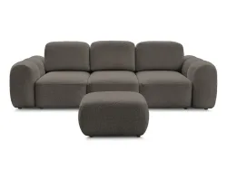 3er Sofa mit Hocker BOBOCHIC MONTAIGNE Boucle-Stoff rotbraun