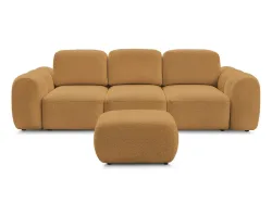 3er Sofa mit Hocker BOBOCHIC MONTAIGNE Boucle-Stoff gelb