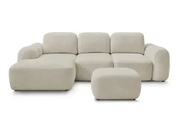 Ecksofa mit Hocker BOBOCHIC MONTAIGNE Boucle-Stoff beige