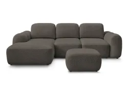 Ecksofa mit Hocker BOBOCHIC MONTAIGNE Boucle-Stoff rotbraun