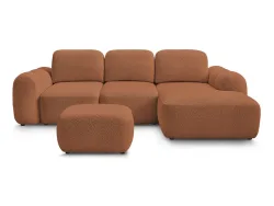 Ecksofa mit Hocker BOBOCHIC MONTAIGNE Boucle-Stoff orange