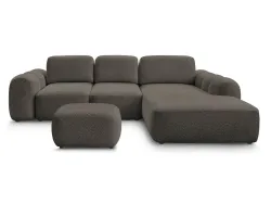 Ecksofa mit Hocker BOBOCHIC MONTAIGNE Boucle-Stoff rotbraun