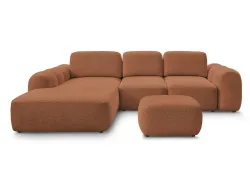Ecksofa mit Hocker BOBOCHIC MONTAIGNE Boucle-Stoff orange