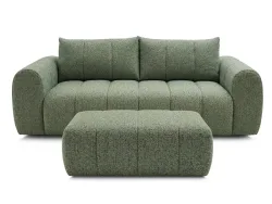 3er Sofa mit Hocker BOBOCHIC NESTY Stoff chiniert hellgrün