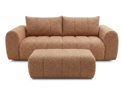 3er Sofa mit Hocker BOBOCHIC NESTY Stoff chiniert orange