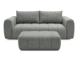 3er Sofa mit Hocker BOBOCHIC NESTY Stoff chiniert dunkelgrau