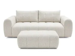 3er Sofa mit Hocker BOBOCHIC NESTY Stoff chiniert beige