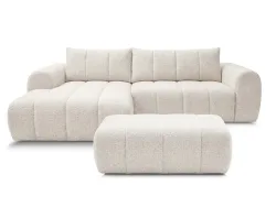 Ecksofa mit Hocker BOBOCHIC NESTY Stoff chiniert beige