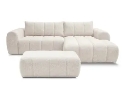 Ecksofa mit Hocker BOBOCHIC NESTY Stoff chiniert beige