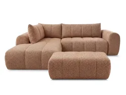 Ecksofa mit Hocker BOBOCHIC NESTY Stoff chiniert orange