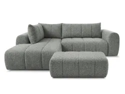 Ecksofa mit Hocker BOBOCHIC NESTY Stoff chiniert dunkelgrau