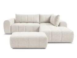 Ecksofa mit Hocker BOBOCHIC NESTY Stoff chiniert beige