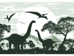 Tapete DINOSAURS 4-teilig vliesfaser dunkelgrün 368x254x1cm