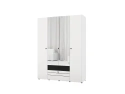 Drehtürenschrank BITINIA weiss 4 Türen 2 Schubladen