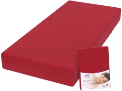 Lotus Bettwaren - Lotus Jersey Fixleintuch Souplesse, Souplesse Jersey Fixleintuch, 120 x 200 cm, Rot