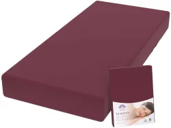 Lotus Bettwaren - Lotus Jersey Fixleintuch Souplesse, Souplesse Jersey Fixleintuch, 200 x 220 cm, Bordeaux