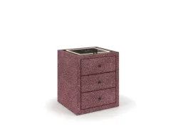 Nachttisch STOCKHOLM 3 Schubladen 45.5x48x68cm rot stoff / plastik