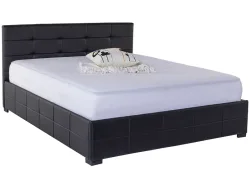 Kastenbett MONZA BLACK 160x200cm synthetisches leder schwarz