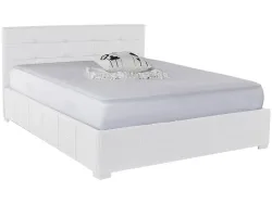 Kastenbett MONZA WHITE 180x200cm synthetisches leder weiss