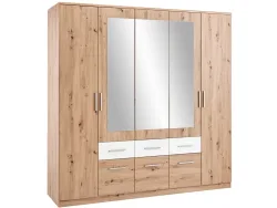 Drehtürenschrank FLORA eiche 5 Türen 6 Schubladen