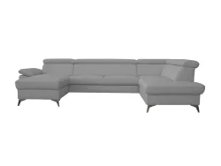 Ecksofa APOLLO Echtleder / Synthetisches Leder grau