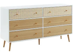Kommode CAPUCINE 6 Schubladen 39.5x150x80cm weiss melamin