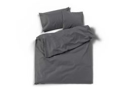 Lotus Bettwaren - Lotus Bettwäsche Satin uni, Satin Uni Bettwäsche, 200 x 210 cm, Gewittergrau