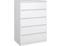 Kommode NAIA 5 Schubladen 50x77x111.3cm weiss lackiert