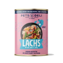 Nassfutter Lachs mit Reis, Erbse & Leinöl für Hunde - 6x190g