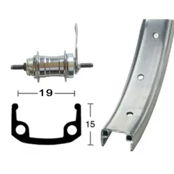 MTB-Hinterrad 16-Loch-Felge mit Aluminiumventil Roland 8.5 mm