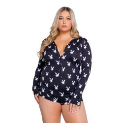 Playboy ? Slumber Bunny Romper ? Schwarz