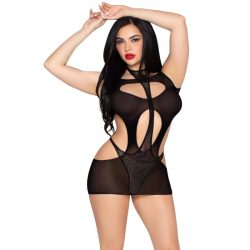 Leg Avenue - Minikleid und Halter Teddy - Schwarz
