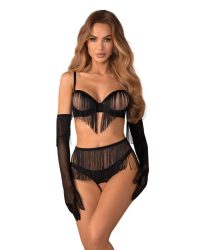 Obsessive - Rossay 4-teiliges Ouvert Set - Schwarz