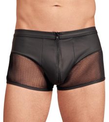 Herren Boxershort mit Reißverschluss in Lederoptik - Schwarz