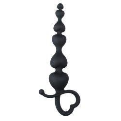 Schwarze Analkugeln mit herzförmigem Griff - 18,5 cm